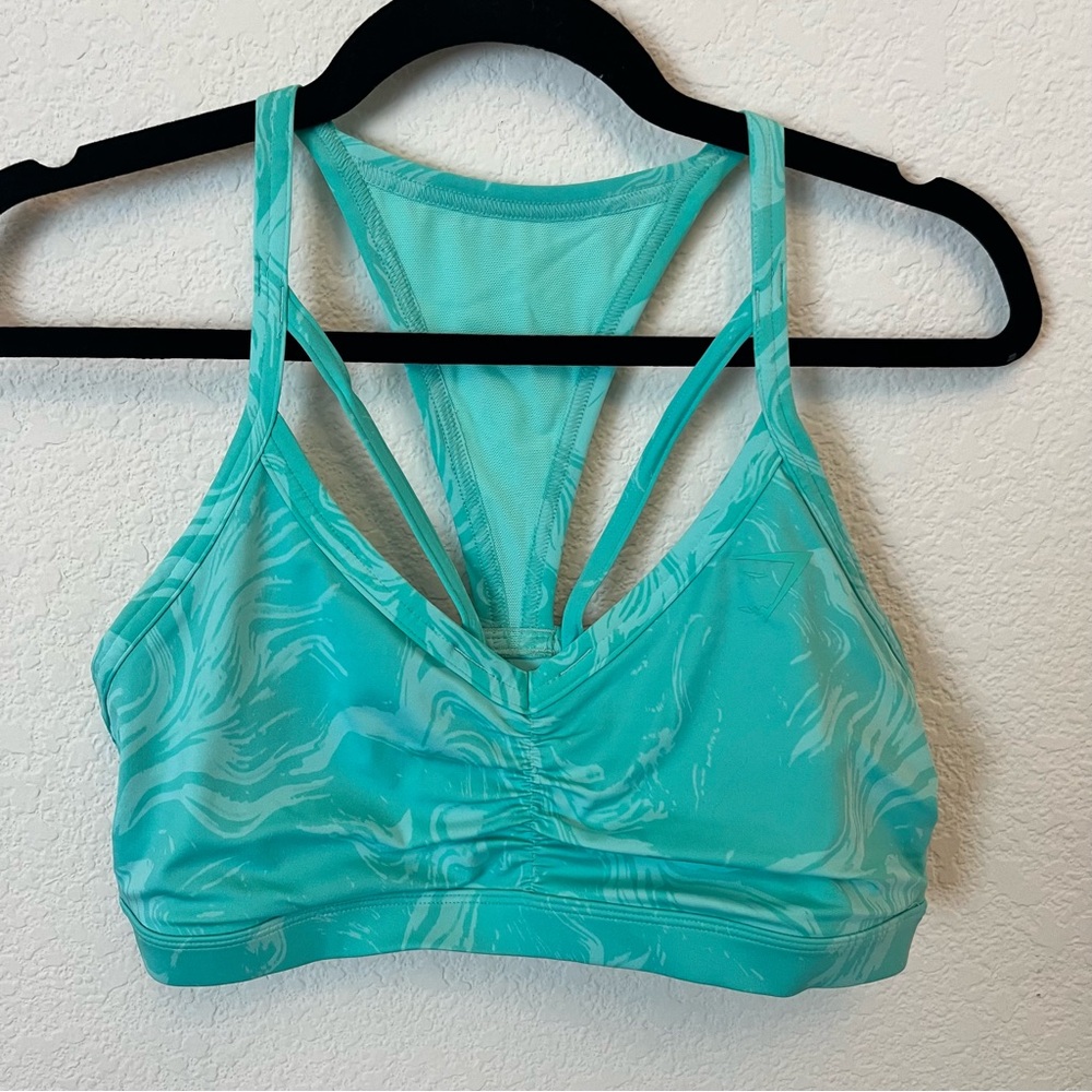 Gymshark Bright Turquoise Print Power Sports Bra - Picture 7 of 10